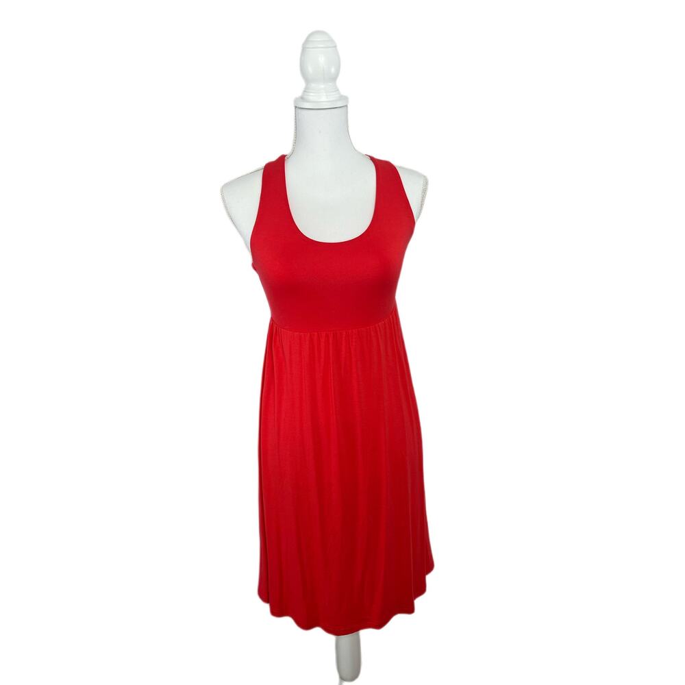 NWT Cynthia Rowley Halter Pull On Red Orange Stretch Cross Back Dress Size XS